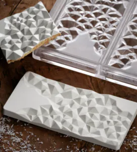 Fragment: polycarbonate mould for chocolate bar by Pavoni Professional 