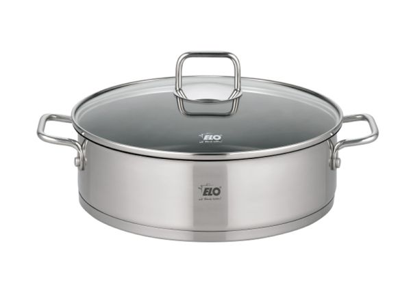 Stainless steel roasting pan D. 28 with glass lid by Elo