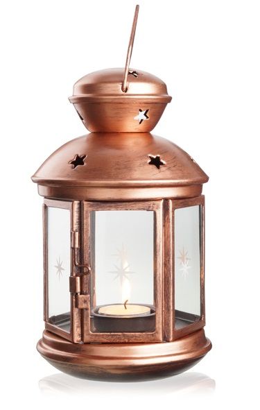 Candle-holder lanterns centerpiece white and copper