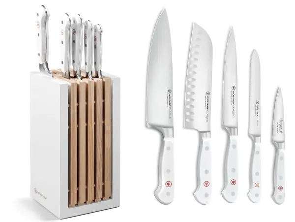 Bloc blanc 5 couteaux dont Santoku Classic White Series par Wusthof