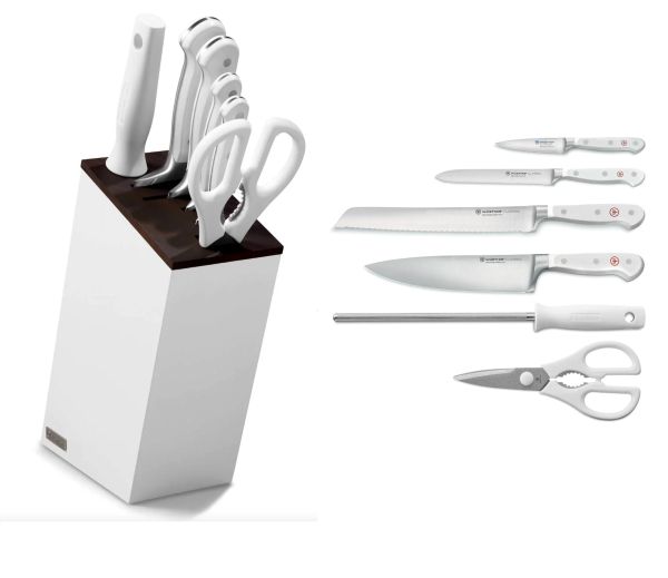 Ceppo bianco completo con coltello pane Serie Classic White di Wusthof