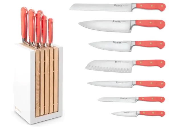 Block complete with 7 Classic Series Coral Peach knives by Wusthof