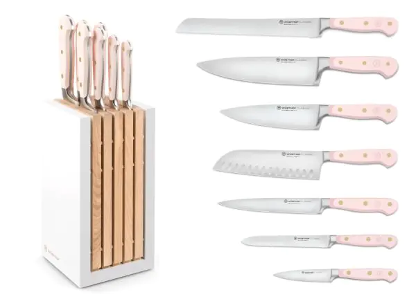 Block complete with 7 Classic Pink Himalayan Salt Series Knives by Wusthof