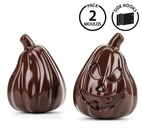 2 Stampi con ganci per pralina di cioccolato zucca di Halloween Bob di Martellato Professional