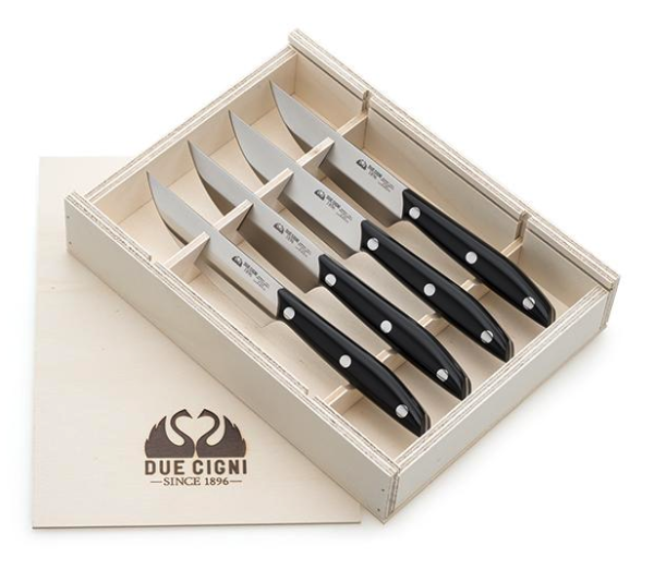 Set of 4 smooth edge steak knives with POM handle Line 1896 by Due Cigni Cutlery