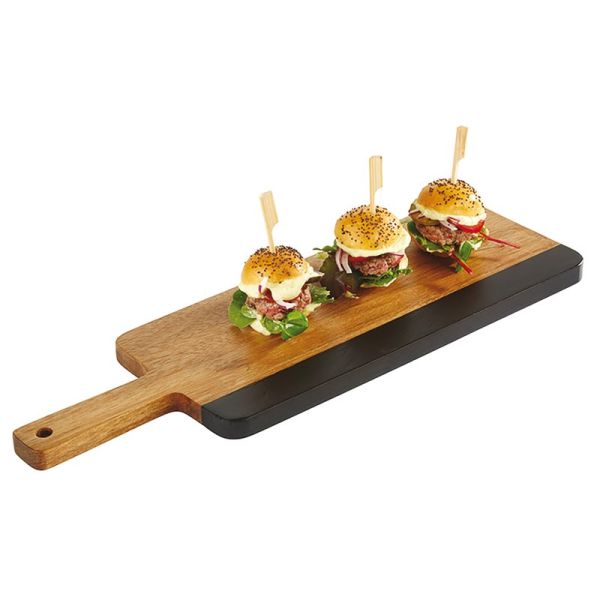 Rectangular wooden and slate cutting board 30,5x13,0 cm - h 1,5 cm