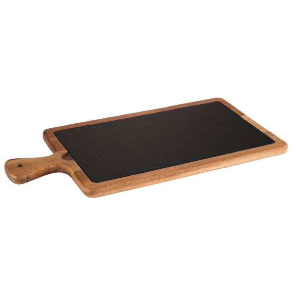 Rectangular acacia wood and slate cutting board cm. 33,0x20,0 - h 2,0 cm