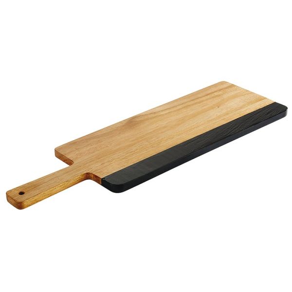 Tagliere rettangolare in legno e ardesia cm. 42,0x18,0 - h 1,5 cm