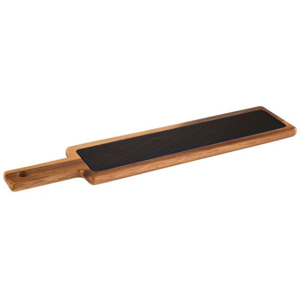 Rectangular acacia wood and slate cutting board cm. 43,0x12,0 - h 2,0 cm
