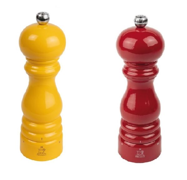 Paris Rama u'Select Yellow Salt and Red Pepper Mill Set h 18 cm in Wood 