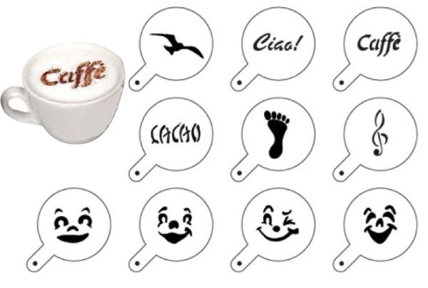 Kit 10 Mini Stencils cappuccino e per decorare