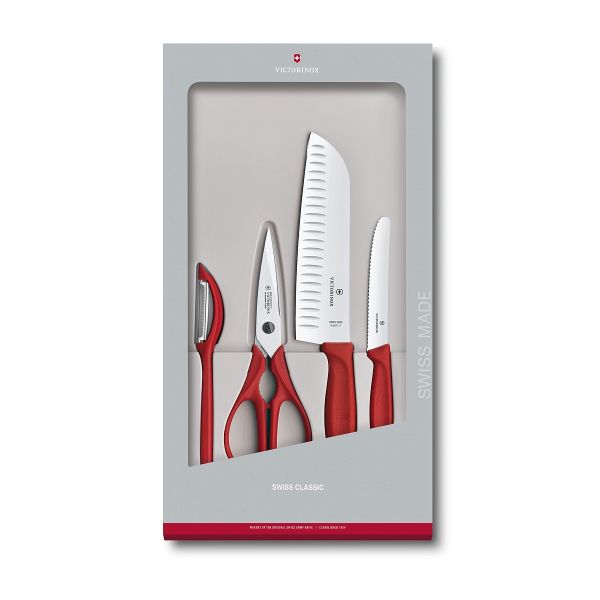 Set 2 coltelli 2 accessori Swiss Classic manico Rosso di Victorinox