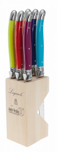 Block of 6 Laguiole steak knives by André Verdier Wild Flowers