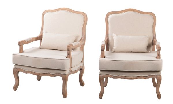 Paire de fauteuils en lin beige et coloris bois de Garpe