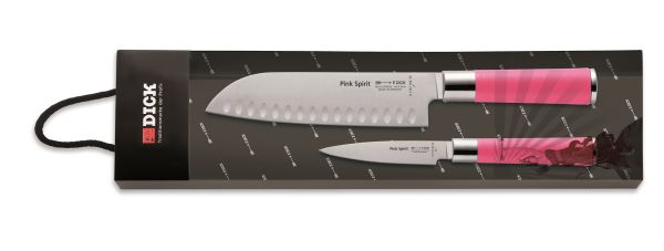 Set Spelucchino e Santoku con lama alveolata Pink Spirit di Friedr. Dick  #pinkupyourworld