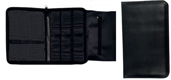 Pochette porta attrezzi da intaglio con 4 comparti, con cerniera Nero