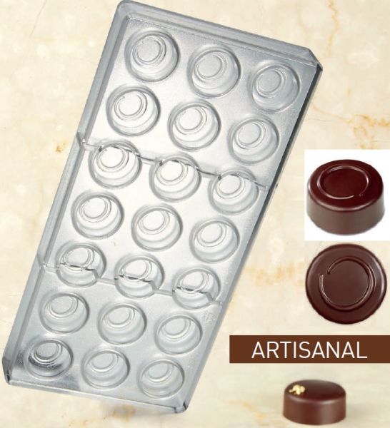 Artisanal Pralines mould for chocolate Round Line