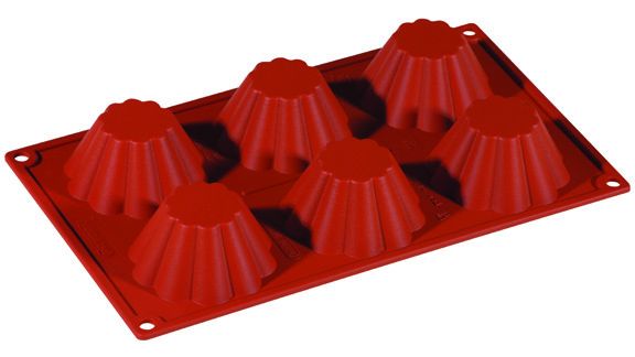 FORMAFLEX 175 x 300 mm multiportion silicone mould - 6 briochette indents Ø 79 x h 37 mm, vol. 100 ml