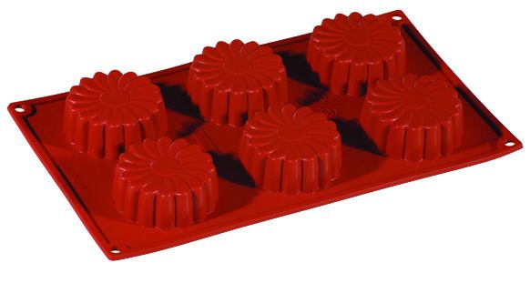 FORMAFLEX 175 x 300 mm multiportion silicone mould - 6 mini daisy indents Ø 68 x h 27 mm, vol. 75 ml