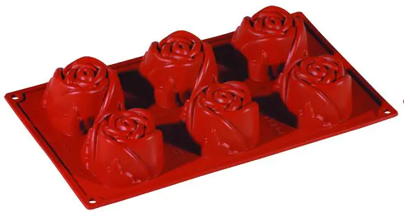 FORMAFLEX Stampo in silicone multiporzione 175 x 300 mm - 6 impronte rose Ø 75 x h 40 mm, vol. 90 ml