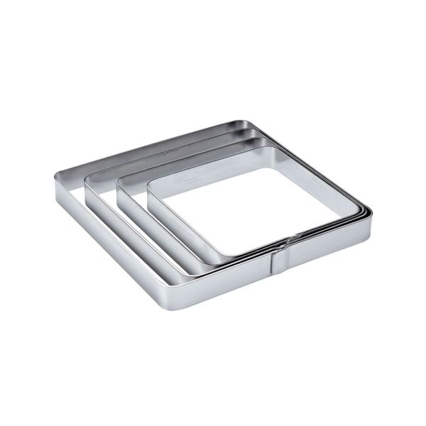 Fascia inox quadrata angoli arrotondati 140 x 140 x h 20 mm - 2/4 porzioni