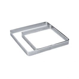 Bande carrée microperforée en acier inoxydable avec coins arrondis 150 x 150 x h 20 mm