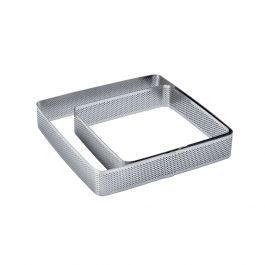 Square microperforated stainless steel bands with rounded corners 190 x 190 x h 35 mm - 6/8 servings