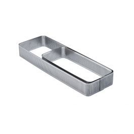 Rectangular microperforated stainless steel bands with rounded corners 290 x 90 x h 35 mm - 6/8 servings