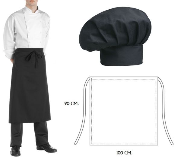 Black chef's hat and apron set