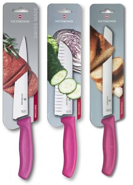 Fuchsia Swiss Set: 3 Victorinox Series Swiss Classic knives with Fuchsia handle