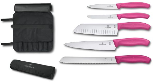 Mallette Lady Victorinox avec 5 couteaux Swiss Classic Poignée fuchsia