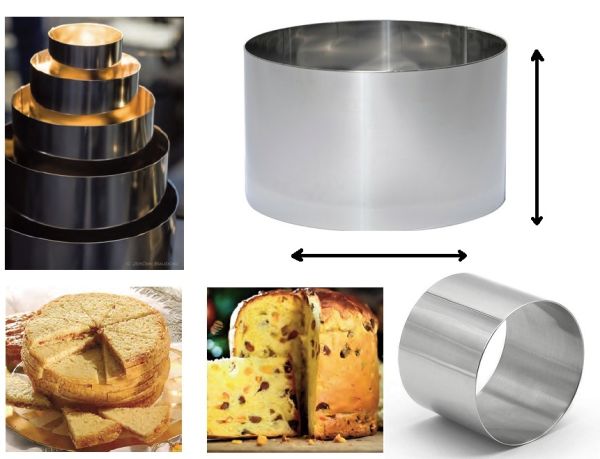 High stainless steel circle for panettone, wedding cakes, layered mousses