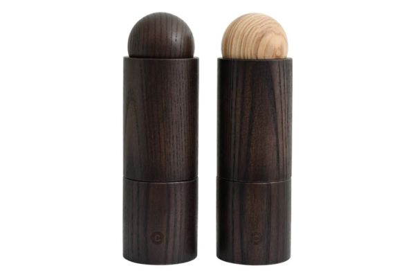 Set of 2 AARHUS Brown Ash Wood Grinders h 18 cm by CrushGrind