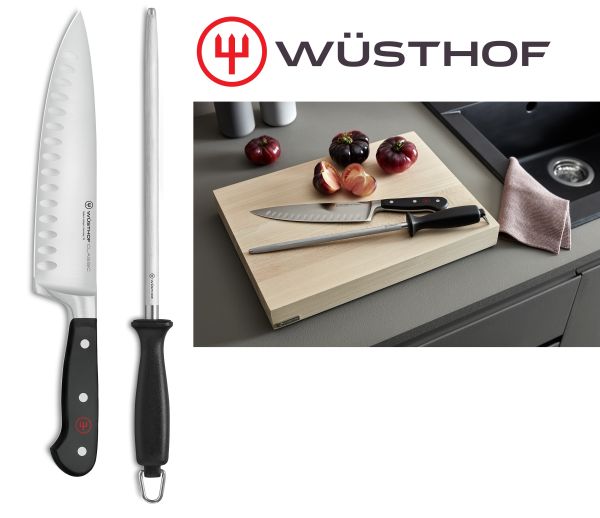 Cut & Sharp: Wusthof Hollow Edge Cook's knife and Sharpener