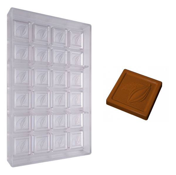 Polycarbonate mold Square Chocolate with Cabosse relief 6 gr.