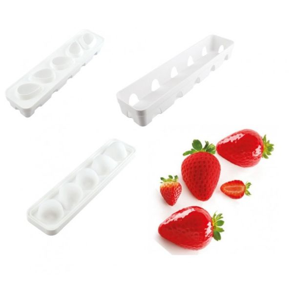 Silicone mould Big Strawberry + plastic holder by Silikomart Professional