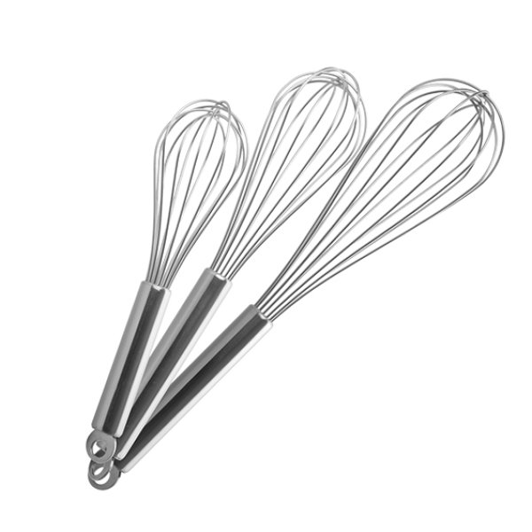 Set of 3 stainless steel whisks