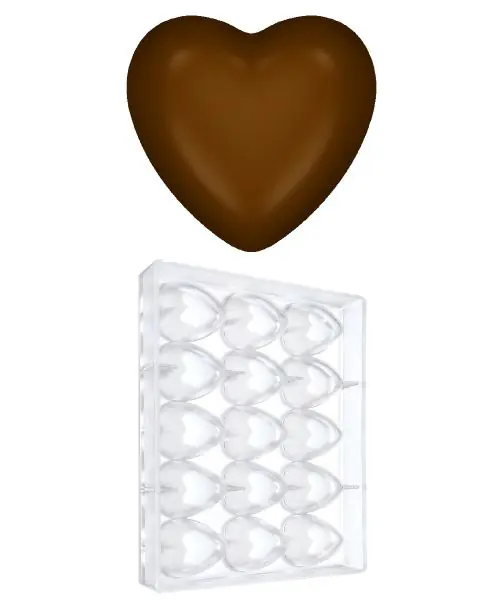 Moule en polycarbonate pour chocolats en forme de cœur