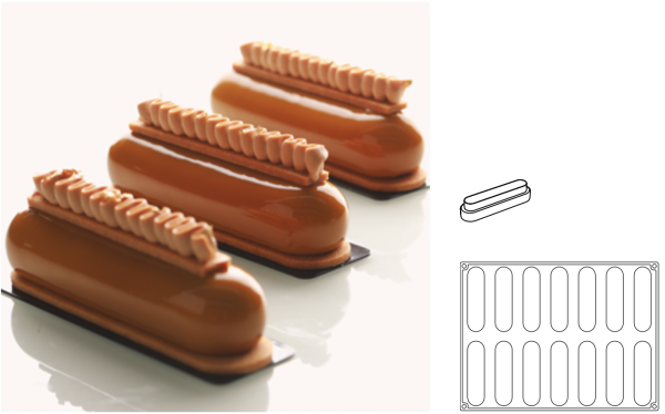 Stampo in silicone per monoporzione Confy 3D Eclair di Pavoni Professional 