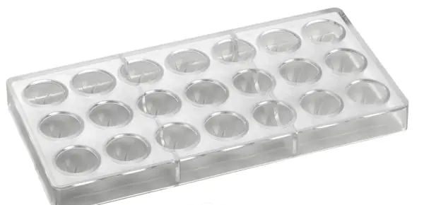 INNOVATION 275 x 135 mm pralines mould - 21 pcs for mould - Ø 30 x h 18 mm - vol. 10 gr