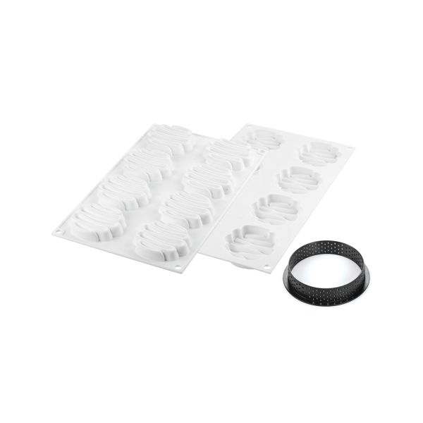 Stampi in silicone Kit Tarte Ring Honore Ø80 mm  di Silikomart Professional.