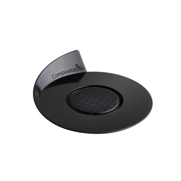 SET 100 COMPOSTABLE BLACK TRAYS - ROUND ø86 MM di Silikomart Professional.