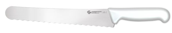 Coltello pane dentatura onda cm. 26 manico bianco Linea Supra di Ambrogio Sanelli