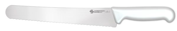 Coltello pane dentatura hard cm. 26 manico bianco Linea Supra di Ambrogio Sanelli