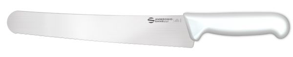 Coltello pane dentatura soft cm. 26 manico bianco Linea Supra di Ambrogio Sanelli