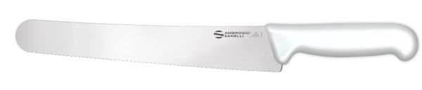 Coltello pane dentatura micro cm. 26 manico bianco Linea Supra di Ambrogio Sanelli