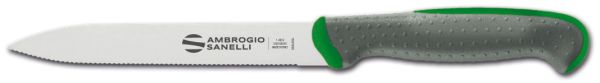 Micro-toothed multipurpose knife cm. 14 green handle Tecna Line by Ambrogio Sanelli