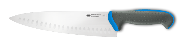 Chef's carving knife with alveolate 24 cm blue handle Tecna line by Ambrogio Sanelli
