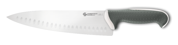 Chef's carving knife with honeycomb edge cm. 24 white handle Tecna line by Ambrogio Sanelli