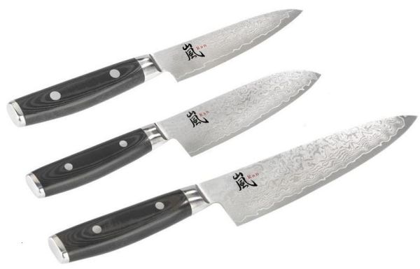 Set of 3 Yaxell Japanese damascus knives